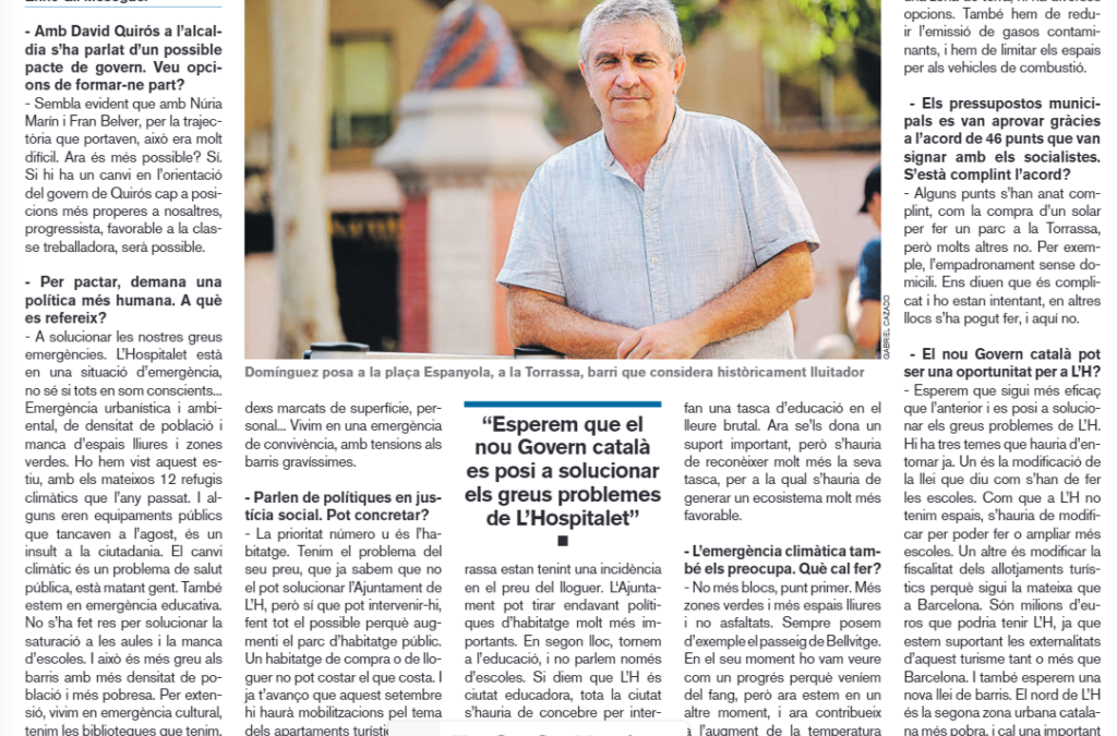 ENTREVISTA DIARI DE L’HOSPITALET – MANUEL DOMÍNGUEZ